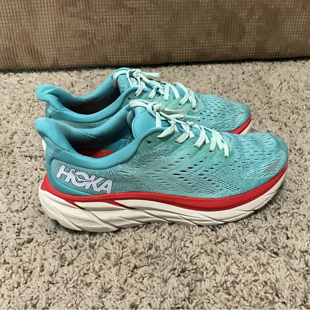 Hoka Women's Teal and Red Athletic Shoes 9B - Picture 5 of 13
